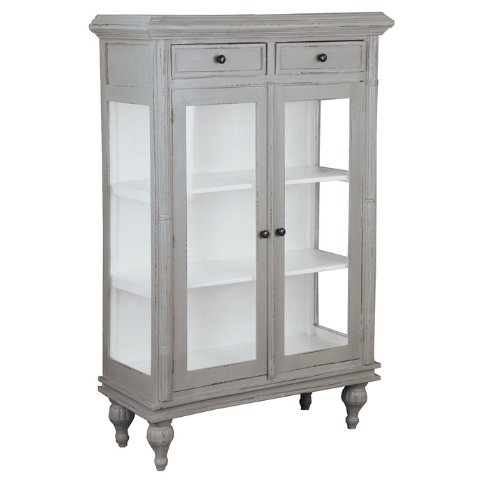 Sunset Trading Cottage Cabinet in Distressed Gray with White Curio