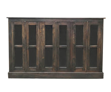 Load image into Gallery viewer, Sunset Trading Cottage Six Door Sideboard with Glass Front in Distressed Brown Raftwood