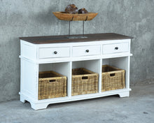 Load image into Gallery viewer, Sunset Trading Cottage Sideboard include 3 Baskets and Drawers in White and Brown