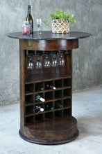 Load image into Gallery viewer, Sunset Trading Cottage 20 Bottle Barrel Bar with Wine Glass Rack Made from Solid Wood in Java Brown