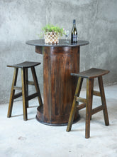 Load image into Gallery viewer, Sunset Trading Cottage 20 Bottle Barrel Bar with Wine Glass Rack Made from Solid Wood in Java Brown