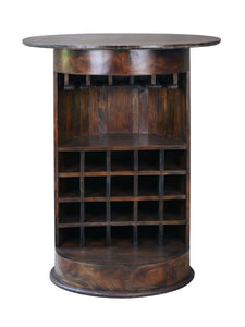 Sunset Trading Cottage 20 Bottle Barrel Bar with 2 Stools & Wine Glass Rack Made from Solid Wood in Java Brown