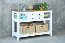 Load image into Gallery viewer, Sunset Trading Cottage Sideboard Island with Basket in Distressed White and Brown