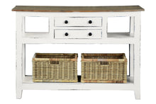 Load image into Gallery viewer, Sunset Trading Cottage Sideboard Island with Basket in Distressed White and Brown