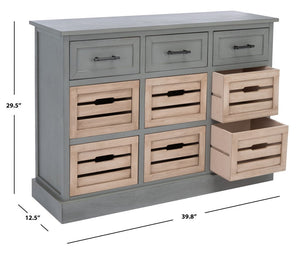 Briar 3 Drawer & 6 Removable Drawer Console Table - Distressed Grey & Sand