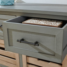 Load image into Gallery viewer, Briar 3 Drawer &amp; 6 Removable Drawer Console Table - Distressed Grey &amp; Sand