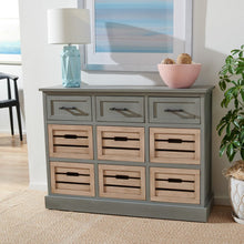 Load image into Gallery viewer, Briar 3 Drawer &amp; 6 Removable Drawer Console Table - Distressed Grey &amp; Sand