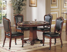Load image into Gallery viewer, Sunset Trading 5 Piece Bellagio Dining and Poker Table Set, Reversible Game Top &amp; Caster Chairs with Nailheads