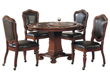 Load image into Gallery viewer, Sunset Trading 5 Piece Bellagio Dining and Poker Table Set, Reversible Game Top &amp; Caster Chairs with Nailheads