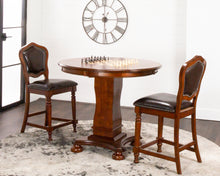 Load image into Gallery viewer, Sunset Trading Bellagio 3 Piece 42&quot; Round Counter Height Dining, Chess and Poker Table Set, Reversible 3 in 1 Game Top include Upholstered Stools with Nailheads