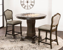 Load image into Gallery viewer, Sunset Trading Vegas 3 Piece 42&quot; Round Counter Height Dining, Chess and Poker Table Set, Reversible 3 in 1  Game Top include Upholstered Stools with Nailheads