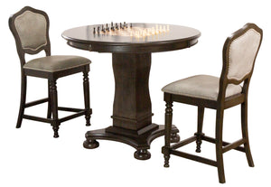 Sunset Trading Vegas 3 Piece 42" Round Counter Height Dining, Chess and Poker Table Set, Reversible 3 in 1  Game Top include Upholstered Stools with Nailheads