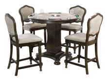 Load image into Gallery viewer, Sunset Trading Vegas 5 Piece 42&quot; Round Counter Height Dining, Chess and Poker Table Set, Reversible 3 in 1 Game Top include Upholstered Stools with Nailheads