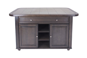 Sunset Trading Shades of Gray Kitchen Island with Grey Tile Top
