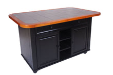 Load image into Gallery viewer, Sunset Trading 3 Piece Antique Black Kitchen Island Set with Gray Tile Top