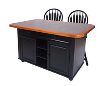 Load image into Gallery viewer, Sunset Trading 3 Piece Antique Black Kitchen Island Set with Gray Tile Top