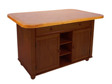 Load image into Gallery viewer, Sunset Trading 3 Piece Nutmeg Kitchen Island Set with Light Oak Trim and Beige Tile Top