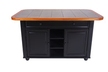 Load image into Gallery viewer, Sunset Trading Antique Black Kitchen Island with Cherry Trim and Gray Tile Top