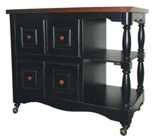 Load image into Gallery viewer, Sunset Trading Regal Kitchen Cart in Antique Black with Cherry Accents
