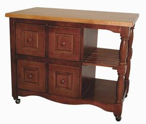 Sunset Trading Regal Kitchen Cart  Nutmeg withLight Oak Top