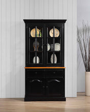 Load image into Gallery viewer, Sunset Trading Black Cherry Selections Keepsake Buffet and Lighted Hutch in Antique Black and Cherry