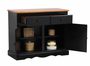 Sunset Trading Black Cherry Selections Keepsake Buffet and Lighted Hutch in Antique Black and Cherry