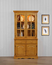 Load image into Gallery viewer, Sunset Trading Oak Selections Keepsake Buffet and Lighted Hutch in Light Oak