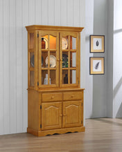 Load image into Gallery viewer, Sunset Trading Oak Selections Keepsake Buffet and Lighted Hutch in Light Oak