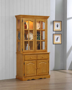 Sunset Trading Oak Selections Keepsake Buffet and Lighted Hutch in Light Oak