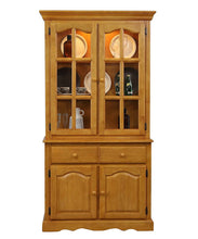 Load image into Gallery viewer, Sunset Trading Oak Selections Keepsake Buffet and Lighted Hutch in Light Oak