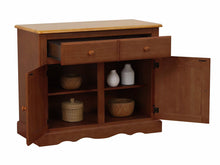 Load image into Gallery viewer, Sunset Trading Oak Selections Keepsake Buffet and Lighted Hutch in Nutmeg Brown and Light Oak