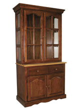 Load image into Gallery viewer, Sunset Trading Oak Selections Keepsake Buffet and Lighted Hutch in Nutmeg Brown and Light Oak