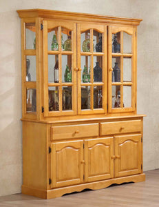 Sunset Trading Oak Selections Treasure Buffet and Lighted Hutch in Light Oak