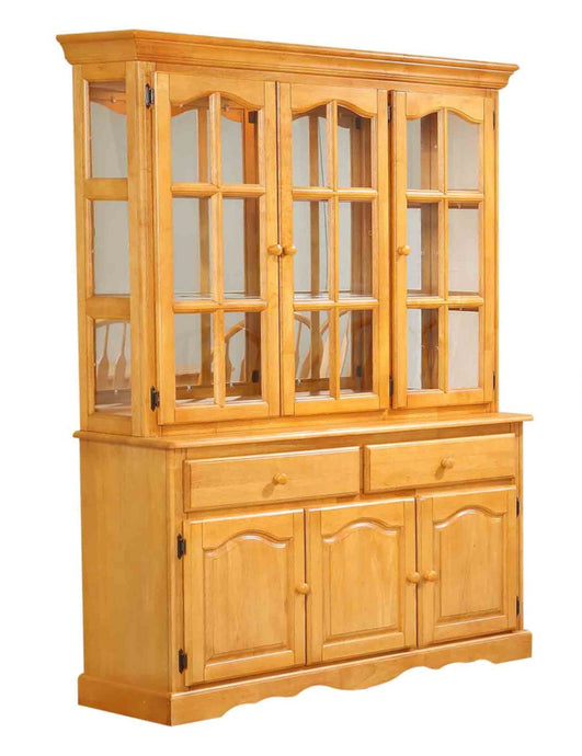 Sunset Trading Oak Selections Treasure Buffet and Lighted Hutch in Light Oak