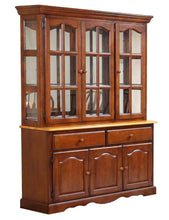 Load image into Gallery viewer, Sunset Trading Oak Selections Treasure Buffet and Lighted Hutch in Nutmeg Brown and Light Oak