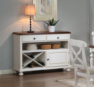 Sunset Trading Andrews Server in Antique White with Chestnut Brown Top