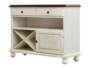 Sunset Trading Andrews Server in Antique White with Chestnut Brown Top