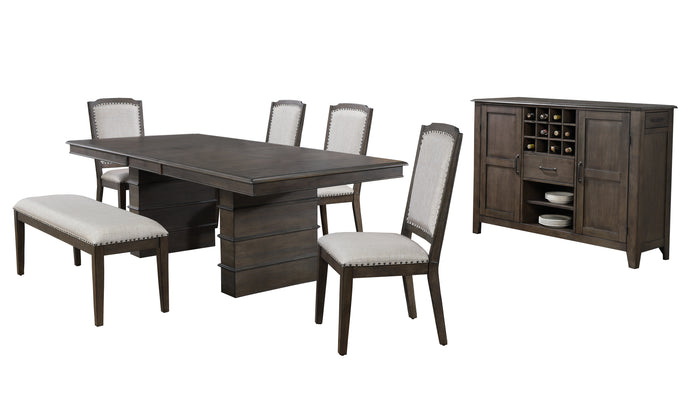 Sunset Trading Cali 7 Piece Extendable Dining Set Bench with Server