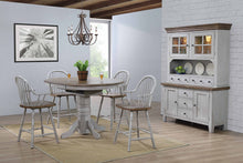 Load image into Gallery viewer, Sunset Trading Country Grove 6 Piece Round or Oval Extendable Pub Table Set include 4 Barstools with Arms &amp; Lighted China Cabinet