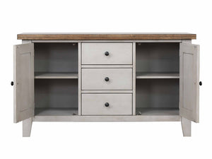Sunset Trading Country Grove Buffet and Hutch in Distressed Gray and Brown Wood