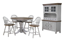 Load image into Gallery viewer, Sunset Trading Country Grove 6 Piece Round or Oval Extendable Pub Table Set include 4 Barstools with Arms &amp; Lighted China Cabinet