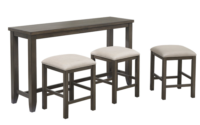 Sunset Trading Shades of Gray 4 Piece Small Pub Table Set include Sofa Console with Stools - Rectangular
