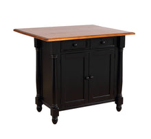 Load image into Gallery viewer, Sunset Trading Antique Black and Cherry Kitchen Island with Cherry Drop Leaf Top