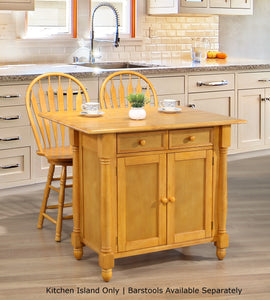 Sunset Trading Light Oak Kitchen Island with Drop Leaf Top