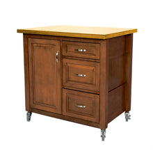 Load image into Gallery viewer, Sunset Trading Oak Selections Kitchen Cart include Three Drawers &amp; Adjustable Shelf Cabinet in Distressed Light Oak