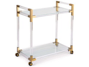 Regina Andrew Contemporary Acrylic and Brass Americano Bar Cart