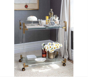 Regina Andrew Contemporary Acrylic and Brass Americano Bar Cart