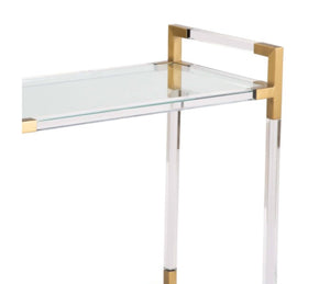 Regina Andrew Contemporary Acrylic and Brass Americano Bar Cart