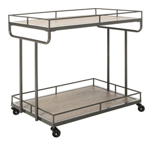 Dawson-2-Tier-Rectangle-Bar-Cart-Gunmetal - Safavieh 