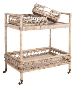 Ambrose-2-Tier-Rattan-Bar-Cart - Safavieh 